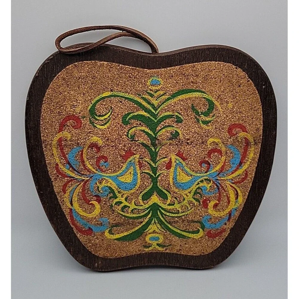 Vintage Cork PA Dutch Folk Art Hand Painted Trivet/Hot Pad ~ Retro ~ Cottagecore